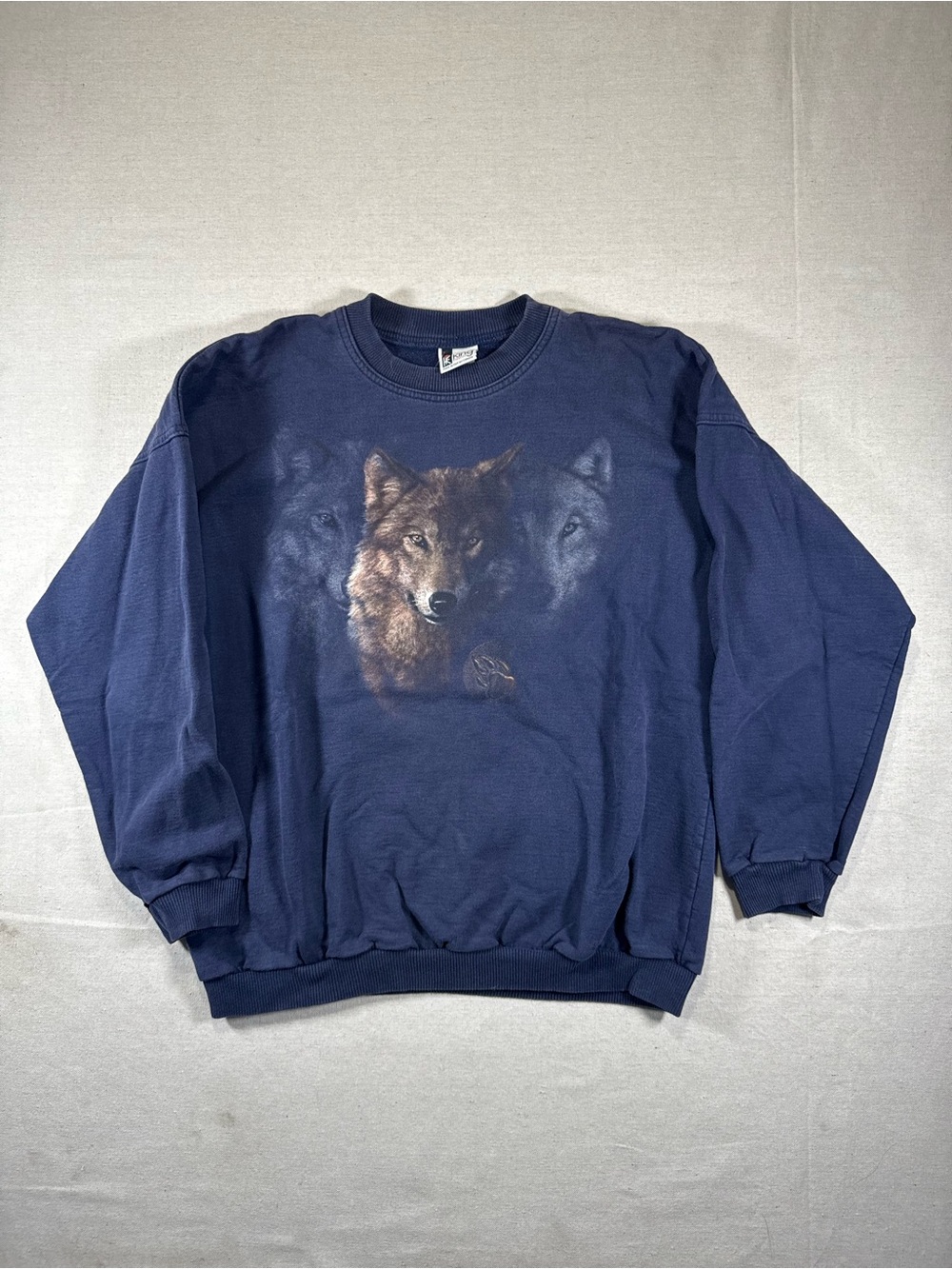 Vintage Wolf Sweater Vintage Animal Print Heavyweight Crewneck Sweater Size L